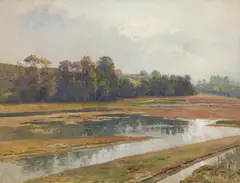 Marie Egner, In der Au nach dem Regen, c. 1884, gouache on paper on cardboard
