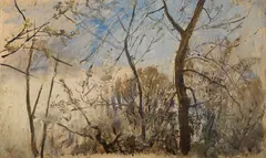 Frühling in Hacking by Emil Jakob Schindler, 1882/83, oil on panel, sold Jun 2022