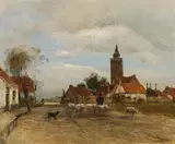 Rudolf Ribarz, Flock of sheep in Rhynsburg (Rijnsburg/South Holland), oil on panel