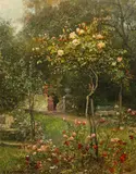 Hugo Charlemont, Unter Rosen, 1896, oil on panel