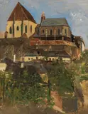 Theodor von Hörmann, Blick auf die Nikolaikirche und Wenzelskapelle, Znaim