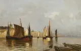 Maria von Parmentier, Marine mit Windmühle, c. 1878, oil on panel