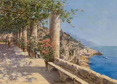 Antonietta Brandeis, The Amalfi Coast, oil on cardboard