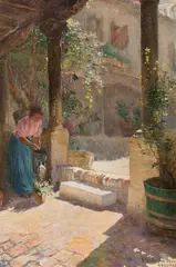 Leo Bernhard Eichhorn, Venetian courtyard, 1900, oil on canvas