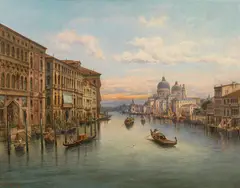 O. Withalm, Venice, Grand Canal with view of Santa Maria della Salute, oil on canvas
