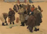 Teodor Axentowicz, The Feast of Jordan - Great Consecration of Water, watercolour on paper