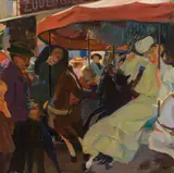 Otto Friedrich, Ringelspiel, oil on slate plate