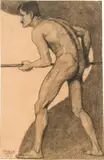 Egon Schiele, Male nude, 1908, charcoal on paper