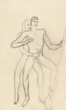 Alfons Walde, Lovers, pencil on paper