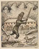 Alfred Kubin, Der Robbenschläger, c. 1923, India ink and watercolour on cadastre paper
