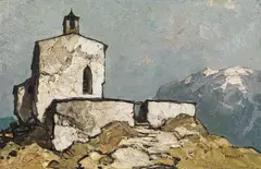 Oskar Mulley, Mountain chapel, c. 1930, oil on canvas
