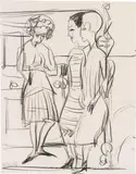 Three ladies by Ernst Ludwig Kirchner, c. 1926, black chalk on thin cardboard, sold Jun 2022
