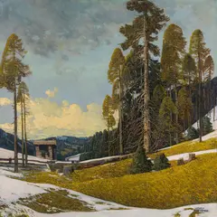 Early spring landscape by Josef Stoitzner, 1921, oil on canvas, sold Jun 2022