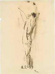 Herbert Boeckl, Standing male nude, 1919, charcoal on paper