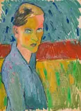 Kurt Absolon, Self-portrait, c. 1948, oil on paper on cardboard