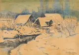 Anton Peschka, Raureif, 1928, mixed media on paper