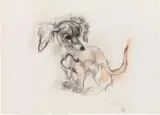 Dachshund by Ludwig Heinrich Jungnickel, charcoal, red chalk on paper, sold Jun 2022