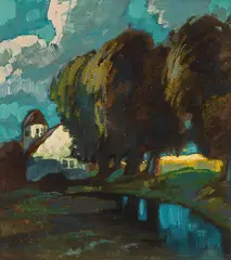 Oskar Mulley, Spätsommer, c. 1920, oil on cardboard