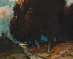 Eichenhain by Oskar Mulley, c. 1922, oil on cardboard, sold Jun 2022