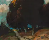 Oskar Mulley, Eichenhain, c. 1922, oil on cardboard