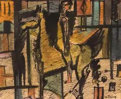 Horseman by Wilhelm Thöny, India ink and watercolour on paper, sold Jun 2022
