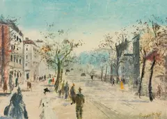 Hans Robert Pippal, Viennese street scene, 1948, pastel on paper