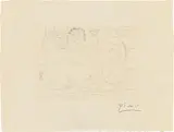 Pablo Picasso, Minotaure, une Coupe à la Main, et Jeune Femme, from "La Suite Vollard, 1933, etching on paper Vergé de Montval with watermark "Vollard"; unframed