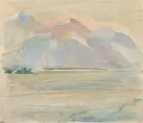 Lydia von Spallart, Mountain lake, oil on cardboard