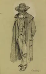 Josef Engelhart, Study of an Orthodox Jew (recto and verso), charcoal and chalk heightened with white on paper; unframed