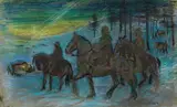 Oswald Roux, The Three Wise Men, coloured chalk on paper