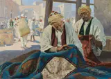Felix Michal Wygrzywalski, Carpet weaver, oil on panel