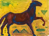 A. R. Penck, Kaiserlicher She, 1990, acrylic on canvas; framed