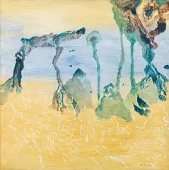 Es verdichtet sich zu Bäumen by Max Weiler, 1972, egg tempera on canvas; unframed, sold Jun 2022