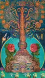 Ernst Fuchs, Kronos, oil on canvas; framed