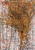 Hermann Nitsch, Untitled, 2016, unique print on hand-dyed paper; framed