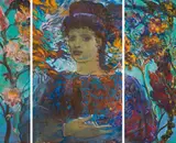 Ernst Fuchs, Greek goddess (triptych), 1986, mixed media on laid paper; framed