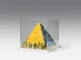 Padhi Frieberger, Untitled ("Federnpyramide"), feathers on Mollino on styrofoam in plexiglass box
