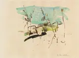 Untitled by Hans Staudacher, mixed media on paper; framed, sold Jun 2022
