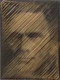 Ilse Haider, Pier Paolo Pasolini, 2007, photographic emulsion on wooden board, rattan sticks