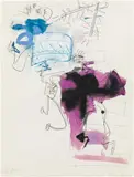 Jürgen Messensee, Two women crossing the road, Mischtechnik on Arches laid paper; framed
