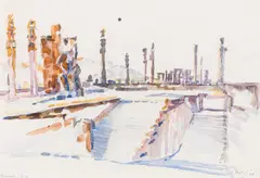 Carl Unger, Persepolis, 1967, watercolour on paper; framed