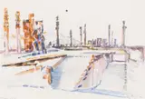 Carl Unger, Persepolis, 1967, watercolour on paper; framed