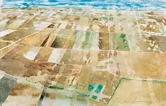 Gottfried Salzmann, Anflug auf Wien, 2013, watercolour on paper; framed