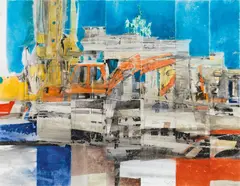 Gottfried Salzmann, Untitled, mixed media on paper; framed