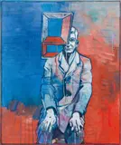 Peter Sengl, S. Beckett mit rechtem Auge, 1990, oil on canvas; framed