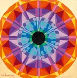 Curt Stenvert, Das Zentrum des Lichtes - Thema des Lichtes - Thema der mystische Kristall, 1984, oil, golden foil on wood; framed