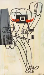Markus Oehlen, Untitled, 1990, oil, mixed media on canvas; framed