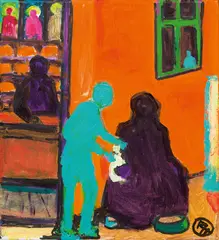 Robert Hammerstiel, Das Almosen Brot, 2016, oil on canvas; unframed