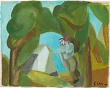 Sandro Chia, Untitled, 1999, tempera on paper on linen; framed