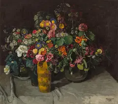 Floral still life by Josef Stoitzner, 1914, oil on canvas, sold Apr 2022